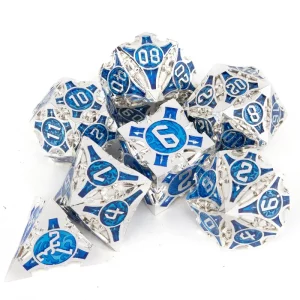 Metal Dice Polyhedral 7pcs/set Blue White